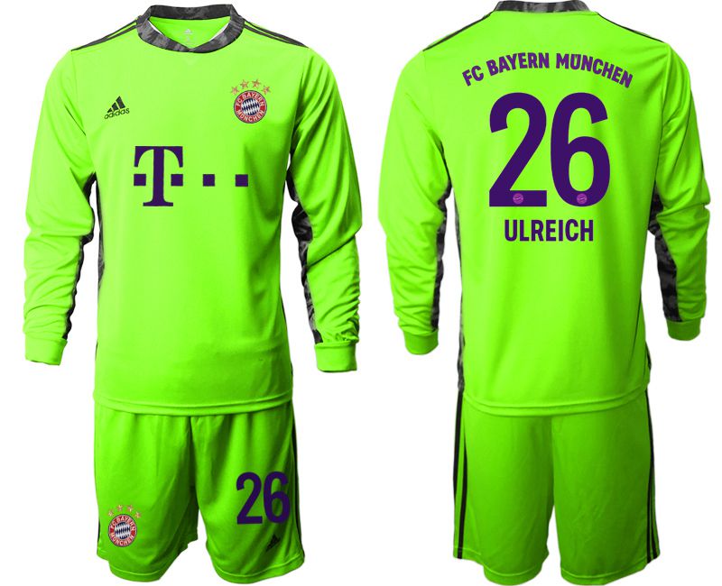 Men 2020-2021 club Bayern Munich fluorescent green goalkeeper long sleeve #26 Soccer Jerseys